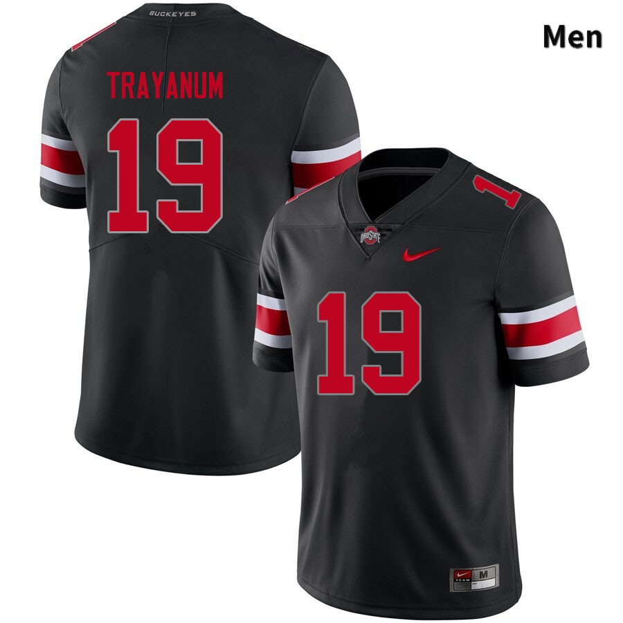 Ohio State Buckeyes Chip Trayanum Men's #19 Blackout Authentic Stitched College Football Jersey